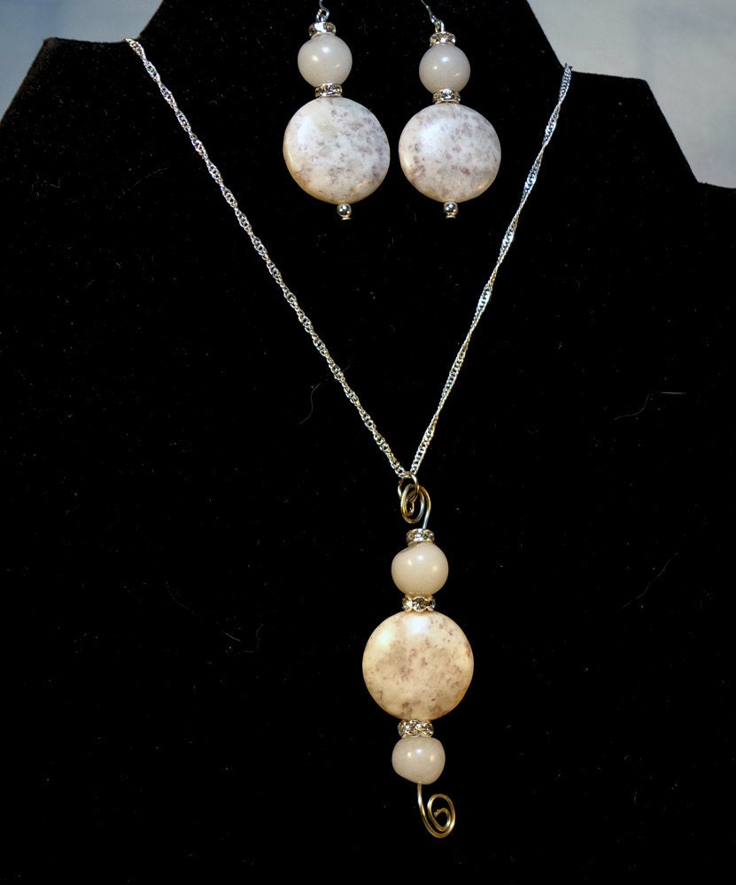 White Gemstone Necklace Set on Sterling Silver Chain
