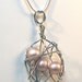 Vintage Beige Pearl Wire Wrapped Orbit Necklace - Sterling Silver