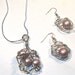 Vintage Beige Pearl Wire Wrapped Orbit Necklace - Sterling Silver