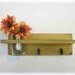 Primitive Cornflower Pumpkin Mustard Yellow Color Shelf  Hooks Rustic Country
