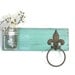 Wood Kitchen or Bathroom Wall Shelf  with Towel Ring  fleur de lis Shabby Chic