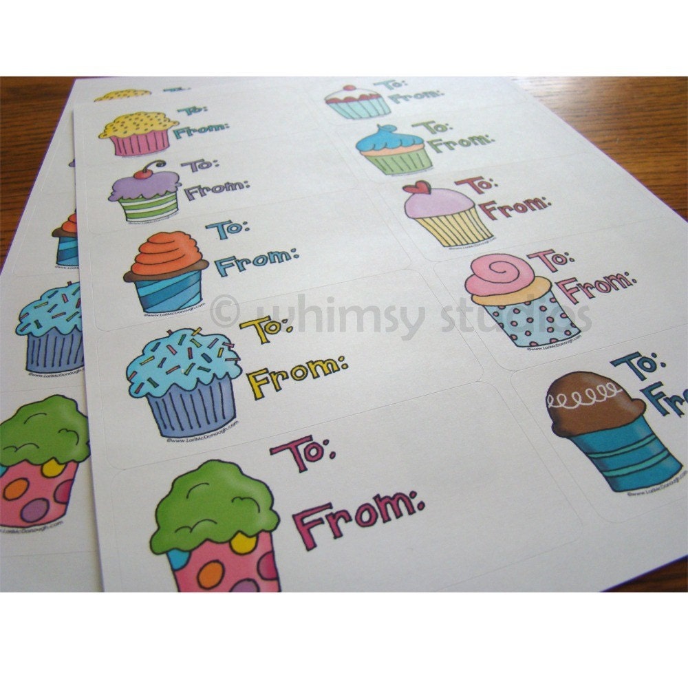 Cupcake gift tag stickers