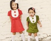 Retro 1960s Style Linen Layla dress with bib and ruffles-children clothing-girls dresses