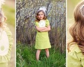 Retro 1960s Style  Layla dress with bib and ruffles-children clothing