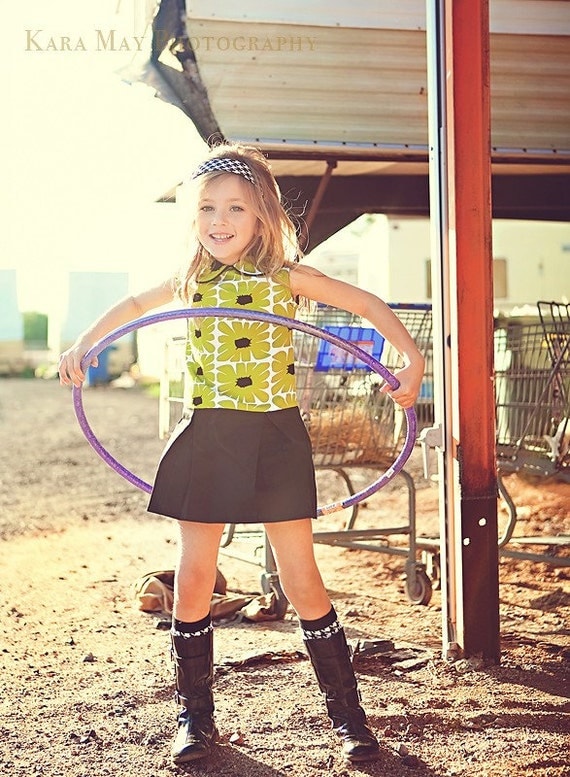 Retro 1970s Style Hula Hoop  pleated  dress-children clothing-girls dresses