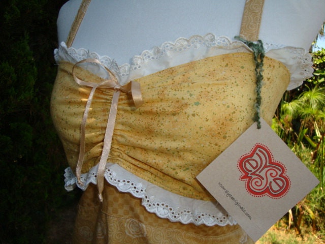 Cotton Hippie Dress Eyelet Lace Ribbon Handmade Earthy Country Prairie by elyse SIGNATURES