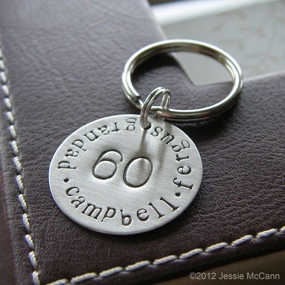 Custom Keychain - Personalized Hand Stamped Sterling Silver Key Chain - Perfect Gift for Father's day