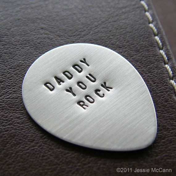 Custom Guitar Pick - Personalized Hand Stamped Sterling Silver Pick - Perfect Gift for Father's Day