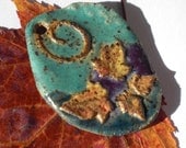 Turquoise Maple Leaf Stoneware Pendant