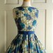 1950s Spring Dress / Vintage Cotton Floral Print Dress