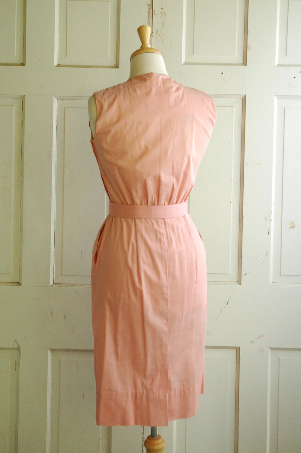 1960s Dusty Pink Day Dress / Vintage Cotton Brentshire Dress
