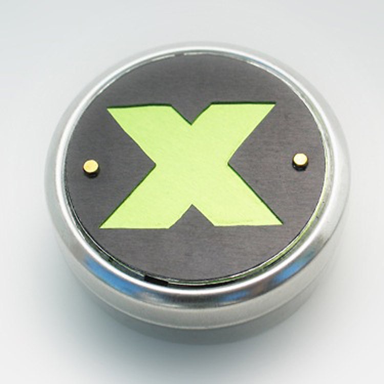 Metal Pillbox / Tin / Container with Anodized Aluminum Design - X