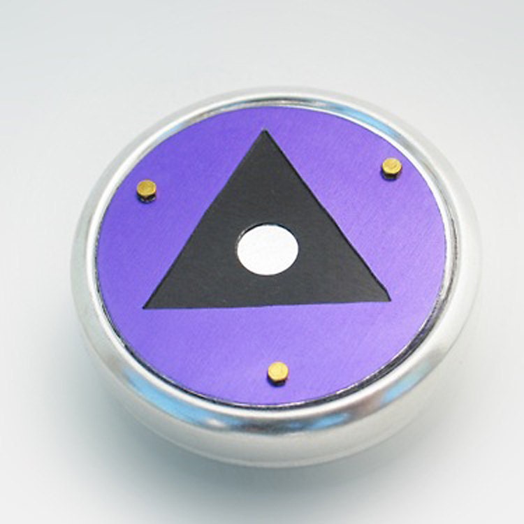 Metal Pillbox / Tin / Container with Anodized Aluminum Design - Deco Purple & Black Triangle
