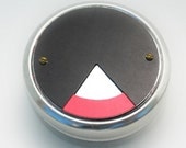Metal Pillbox / Tin / Container with Anodized Aluminum Design - Deco Quarter Red Circle