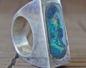 Opalescent Ring Sterling Silver and Resin