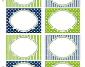 Blue and Green  Print your own Labels/Cards for journaling, scrapbooking, gift giving, mailing  Sailing 1