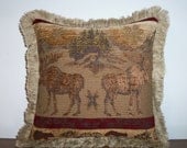 Moose Tapestry Pillow Cabin Lodge Woodlands Aspen Moose