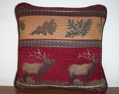Cabin Pillow Lodge Elk Tapestry Pillow