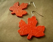 Recycled Plastic Autumn Leaf Earrings in Orange FREE SHIPPING