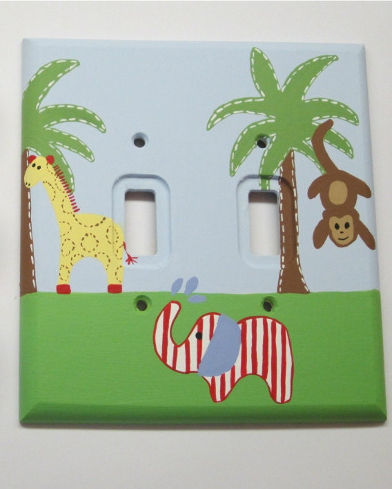 Hand Painted Double Light Switch Plate Cover girls boys custom boutique