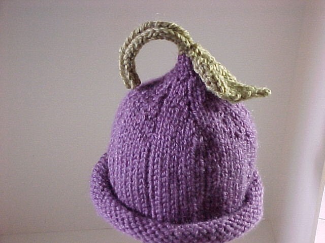Plum Pixie Hat Knitted NB to 24 mo sizes Photography Prop