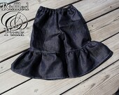 Ruffle Pants, Ruffle Jean, Ruffled Denim, Jeans, Childrens Clothing, Sizes up to 2T
