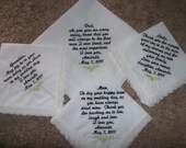 Personalized wedding handkerchiefs....Set of any 4.