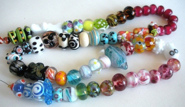 Handmade Glass Lampwork Beads - Orphans - Large Lot