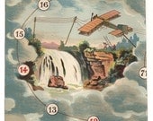 1900s French Game PRINT AVIATION - AIRPLANES... Awesome early 1900s French game board print