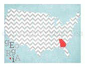 georgia. an art print on metallic paper.