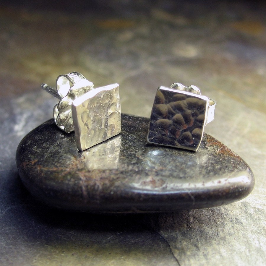 Sterling Silver Stud Earrings Geometric - Sparkle on the Square