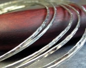 Stacking Bangles Hammered Sterling Silver  - City Lights stack of 6