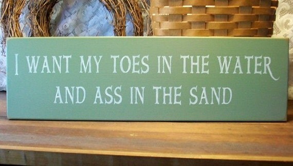 I Want My Toes In The Water Beach Sign