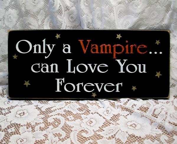 Vampire Love Wood Sign Painted Valentine Wall Decor