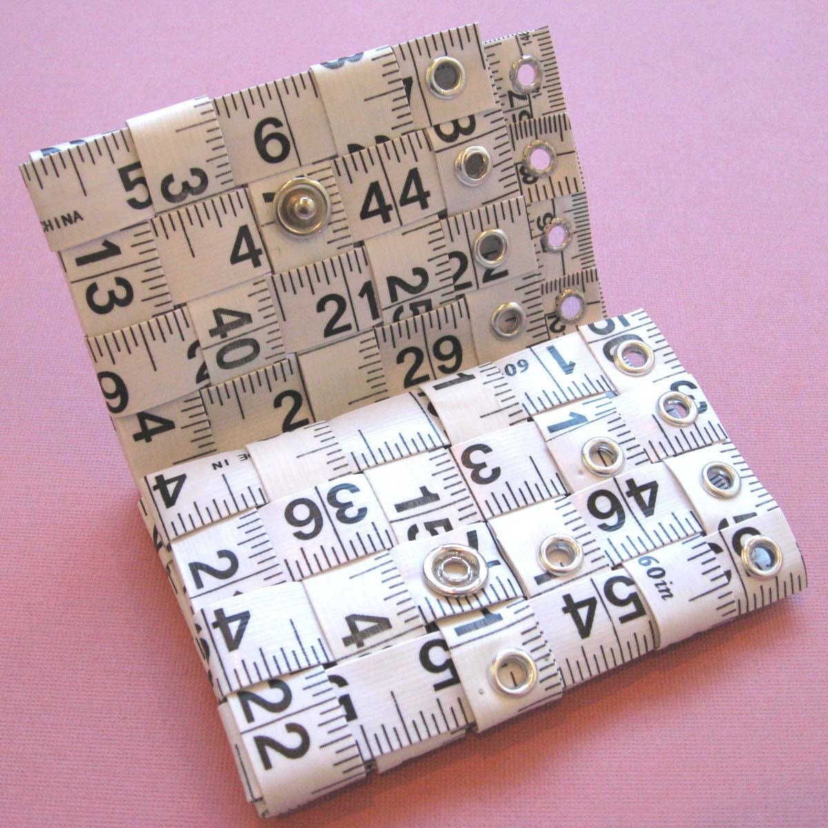 Tri-Fold Tape Measure Wallet in White