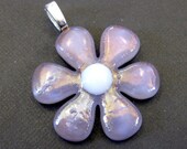 Purple Flower Pendant, Floral Pendant, Fused Glass Pendant, Floral Jewelry, Flower Jewelry - Lilac Sachet - 3435 -2