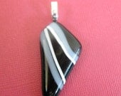 Black and White Pendant, Sliders, Modern Jewelry, Striped Jewelry - Electra - 3636 -2