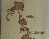 Personalized Little Monkeys 6in x 9in wooden sign (Dad, Grandfather, Grandmother, Mother, Aunt etc....)