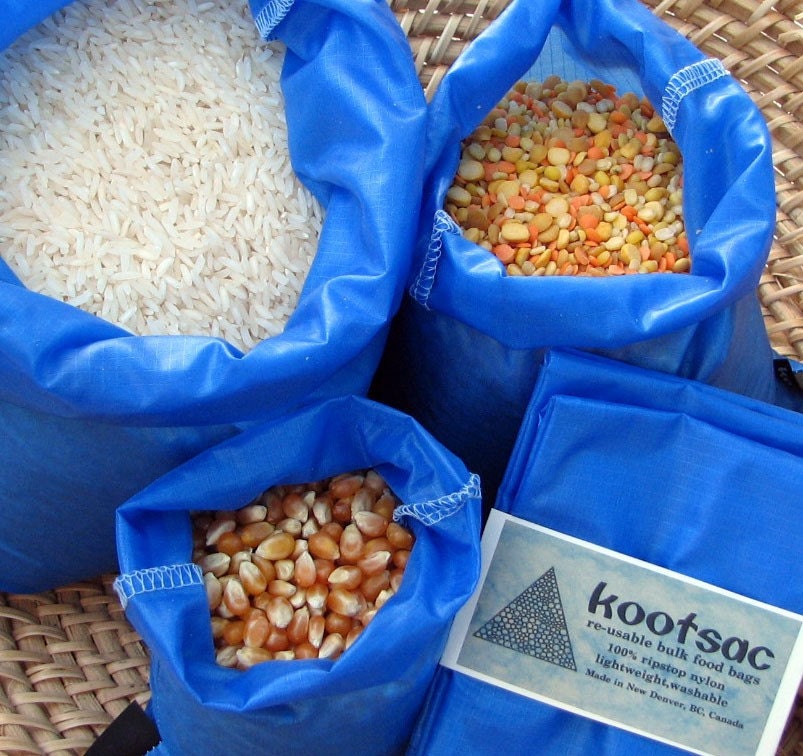 Bulk bin dry food bags, market shopping, lighweight nylon - set of three blue