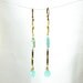 Long Brass Turquoise and Chalcedony Earrings