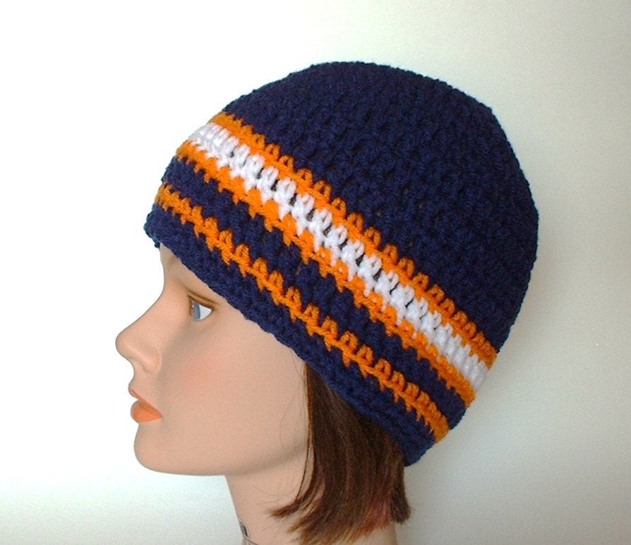 Denver Bronco Team Colors Striped Skater Beanie for Men Women Teens