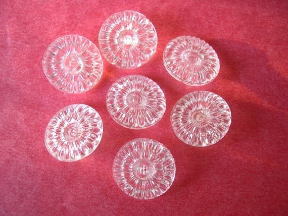 5 Buttons, vintage crystal glass buttons, Czech, hand painted, 5 colors, 18mm