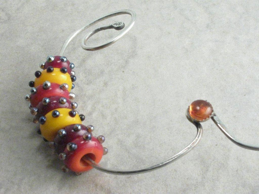 On Sale:  By The Heat Of The Night  --- Lampwork And Sterling Silver Necklace