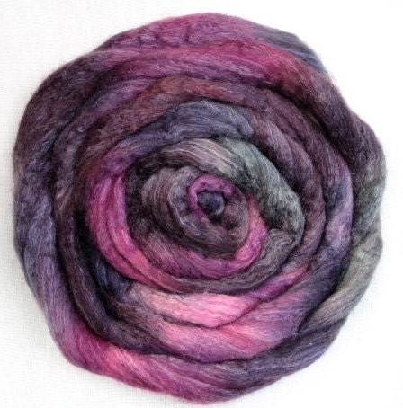 Handpainted Roving -- Blueface Leicester Wool/Silk