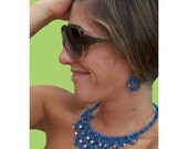 Blue Diamond Crochet Necklace