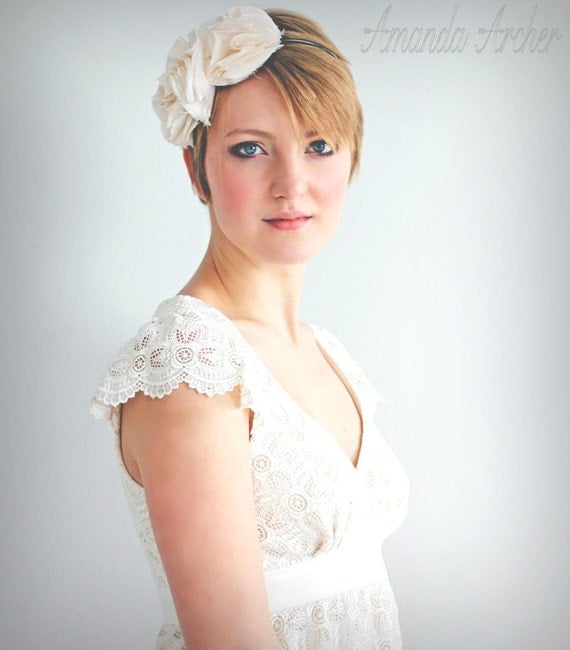 Venice Lace Dress, Ivory with cap sleeves, made to order