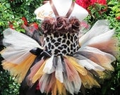 Girls Kitty  Cheetah  Tutu Outfit Size 7-8