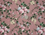 1940's Vintage Wallpaper pink rose bouquets on mauve background