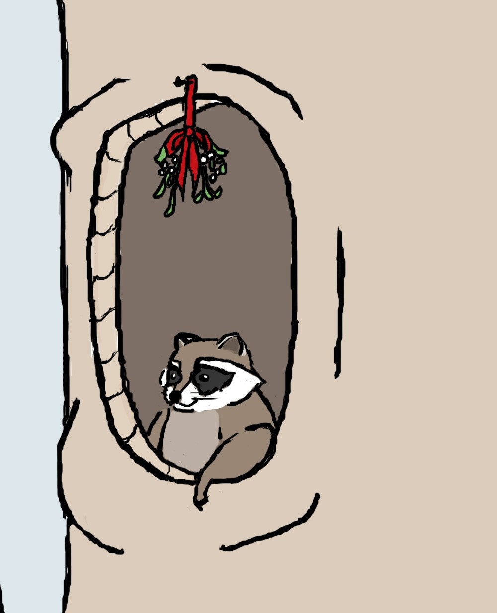 raccoon art print: open for business