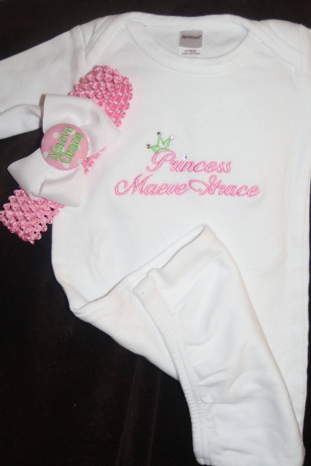 TLB Custom Designed Pink Little Princess Personalized Newborn Gown T shirt